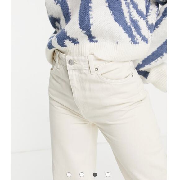 ASOS Weekday ACE High Rise Wide Jeans 100% Cotton In Beige Size 28 - Picture 13 of 14